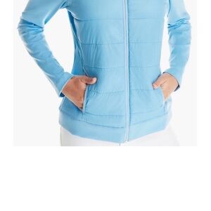 Southern Tide Sky Blue Quilted Zip Jacket